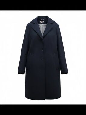 Haute Women's Navy Single-Breasted Wool-Blend Trench Coat